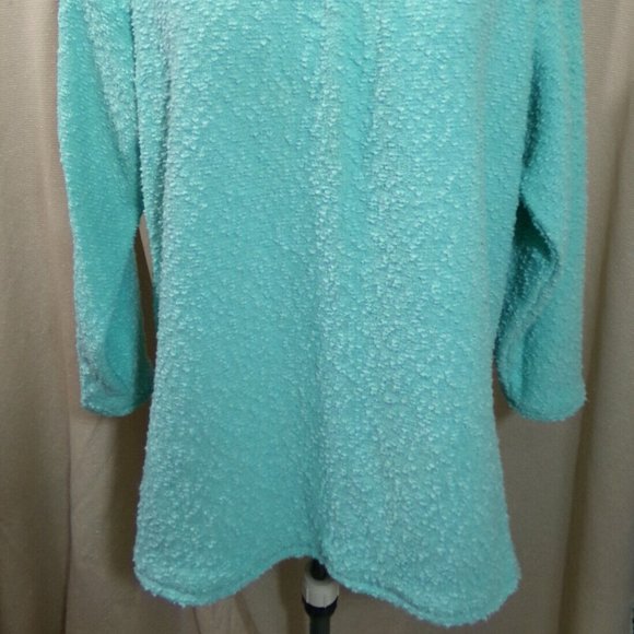 New POPCORN KNIT crew neck Sweater Top XL Mint Green dolman sleeve Tunic stretc - Picture 3 of 8